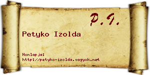 Petyko Izolda névjegykártya